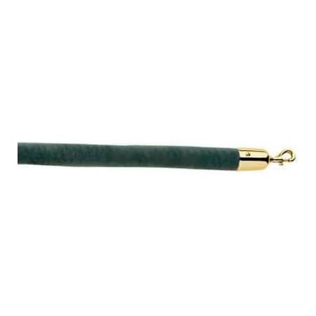 Lavi Industries 5'L Evergreen Velour Rope With Polished Brass Hooks 00-930161/5EG